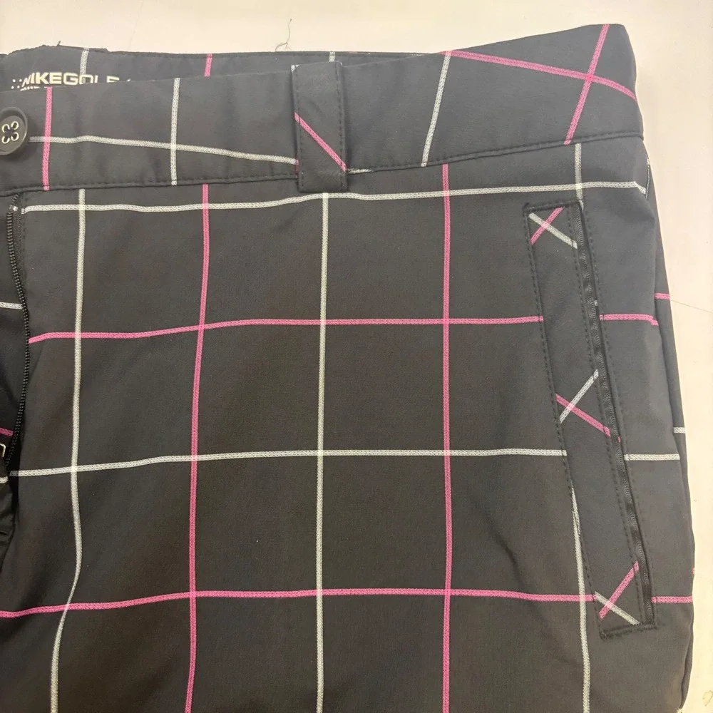Nike Golf Tour Performance Dri-FIT Navy Pink Plaid Pants Womens 14 Windowpane